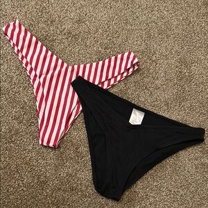ZAFUL & XHILARATION striped red and black bikini bottoms S